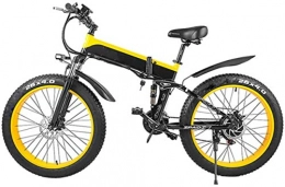 Capacity Bike 26" Electric Bicycle 1000W Electric Mountain Bike Foldable Snow Ebike Commuter Bike with Removable 48V 10.4Ah Battery, for Mens Women Adults - Yellow