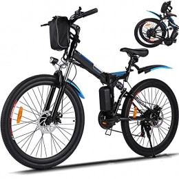 Eloklem Folding Electric Mountain Bike 26" Electric Bike for Adult Electric Mountain Bike E-Bike, 250W Powerful Motor Electric Bicycle 25Km / H with Removable 8AH Lithium-Ion Battery Professional 21 Speed Gears (Black)