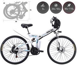 CCLLA Bike 26'' Electric Mountain Bike Adult Folding Comfort Electric Bicycles 21 Speed Gear And Three Working Modes, Hybrid Recumbent / Road Bikes, Aluminium Alloy, Disc Brake (Color : White)