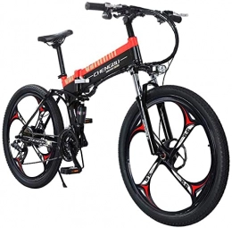  Folding Electric Mountain Bike 26" Electric Mountain Bike- Foldable Adult Double Disc Brake And Full Suspension - 48V14.5Ah400W Mountain Bike Bicycle Aluminum Alloy Frame Smart Lcd Meter 27 Speed (Color : Black) Outdoor Riding