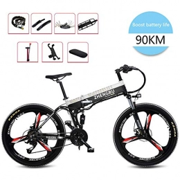 Sea blog Folding Electric Mountain Bike 26" Electric mountain bike, Foldable Adult Double Disc Brake and Full Suspension MountainBike, Aluminum Alloy Frame Smart LCD Meter, 27 Speed48V10Ah400W