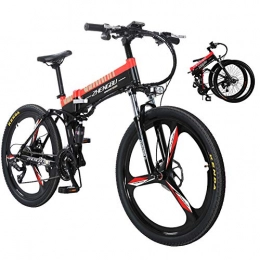 Sea blog Folding Electric Mountain Bike 26" Electric mountain bike Foldable Adult Double Disc Brake and Full Suspension MountainBike Bicycle Adjustable Seat Aluminum Alloy Frame Smart LCD Meter 27 Speed48V10Ah400W
