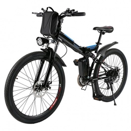 Eloklem Bike 26” Electric Mountain Bike for Adults Folding Electric Bike, 36V 8AH Removable Battery 250W Motor, 21-Speed E Bike Electric Commuter Mountain Bike (Black)