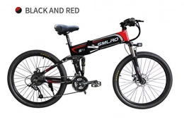 LOO LA Folding Electric Mountain Bike 26'' Electric Mountain Bike, Removable Large Capacity Lithium-Ion Battery (48V 8AH 350W), 21 Speed Gear And Three Working Modes Mechanical disc brakes Folding Electric Bike MTB Dirtbike, Red