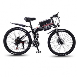 Breeze Folding Electric Mountain Bike 26'' Electric Mountain Bike with Removable Large Capacity Lithium-Ion Battery (36V 350W), Electric Bike 21 Speed Gear and Three Working Modes, A black red