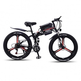 Breeze Folding Electric Mountain Bike 26'' Electric Mountain Bike with Removable Large Capacity Lithium-Ion Battery (36V 350W), Electric Bike 21 Speed Gear and Three Working Modes, B black red