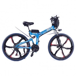 SMLRO Bike 26" Electric Mountain Folding Bike Removable Large Capacity Lithium-Ion Battery (48V 10ah 350W) Electric Bike 21 Speed Gear Three Work Modes Blue