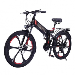 BMXzz Folding Electric Mountain Bike 26'' Foldable Electric Mountain Bike, Adult Electric Bicycle 48V 8Ah Removable Lithium Battery 350W / 300W for Outdoor Cycling and Commuting with Saddle bag and Helmet, one 350W