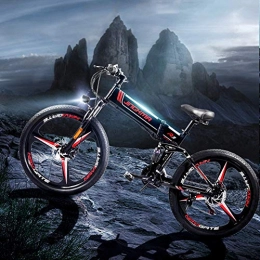 xiaoyan Bike 26" Folding Electric Bikes for Adults, Electric Bicycle Pedal Assist Mountain Bike 21 Speed Gear Three Working Modes, High-Efficiency Lithium Battery Power Assist Bicycle with LCD Display, Red Black