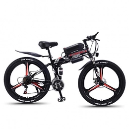 XXL-G Folding Electric Mountain Bike 26'' Folding Electric Mountain Bike 350W Adult Electric Mountain Bike, Electric Bicycle with Removable 8 / 10 / 13AH Lithium-Ion Battery 21 Speed Gear and Three Working Modes, Black, 13AH