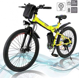 Hesyovy Folding Electric Mountain Bike 26'' Folding Electric Mountain Bike Removable Large Capacity Lithium-Ion Battery (36V 250W), Electric Bike 21 Speed Gear and Three Working Modes 4 Y