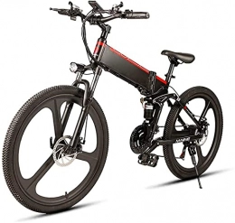 CCLLA Folding Electric Mountain Bike 26 in Electric Bike for Adults 350W Folding Mountain E-Bike with 48V10AH Removable Lithium-Ion Battery, Aluminum Alloy Double Suspension Bicycle Maximum Speed 35Km / H (Color : Black)