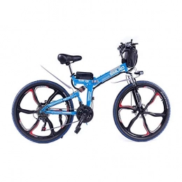 FZYE Bike 26 in Folding Electric Bikes, 48V / 10A / 350W Double Disc Brake Full suspension Bicycle Boost Mountain Cycling, Blue