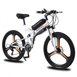 RuBao Folding Electric Mountain Bike 26-inch Adult Electric Bicycle Used in Mountainous Cities and Rural Areas, Folding 21-speed Ebike with Led Display, Fat Tires, 36V / 10AH, 8AH, 350W, White (Size : 36V / 350W / 8AH)