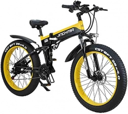 CCLLA Folding Electric Mountain Bike 26 Inch Electric Bicycle Foldable 500W48V10Ah Lithium Battery Mountain Bike 21-Speed Off-Road Power Bike 4.0 Big Tires Adult Commuter (Color : Yellow)