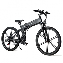 Electric oven Bike 26 inch Folding Electric Mountain Bicycle 500W Motor 21.7 Mph Electric Bicycle 21 Gear Speed 48V 10AH Removable Battery Foldable E-Bikes for Women / Mens (Color : Black)
