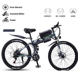 GUOJIN Bike 26 Inch Folding Power Assist Electric Bicycle, 350W 8Ah Lithium Battery Electric Bike with Front LED Light, Green