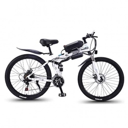 SXZZ Bike 26 Inch Mountain Folding Electric Bike, 27 Speed Electric Bicycle with LED Highlight Light And Dual Disc Brakes, for Men Women Travel Bike, White, A