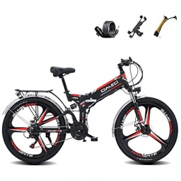 CHXIAN Bike 26 Inches Folding Electric Mountain Bike, 21 Speed Electric Bikes for Adult Equipped with a Removable 48V10Ah Lithium Battery Adapt to Various Roads Riding Comfort (Color : Black)