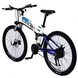 WRJY Folding Electric Mountain Bike 27.5" Electric mountain Bike for adults men 48V 9AH Electric bicycle with Shimano 21 Speeds Gears, E-bike with Fork Suspension and Magnesium Alloy Integrated Wheel White