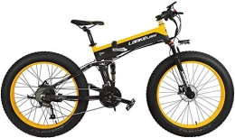 FFSM Folding Electric Mountain Bike 27 Speed 500W Folding Electric Bicycle 26 * 4.0 Fat Bike 5 PAS Hydraulic Disc Brake 48V 10Ah Removable Lithium Battery Charging (Black Yellow Standard, 500W + 1 Spare Battery) plm46