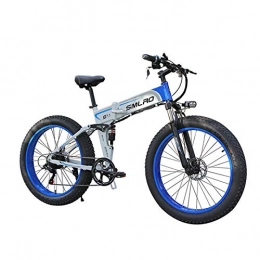 L-LIPENG Folding Electric Mountain Bike 350w 26 Inch fat tire Electric Bicycle, Adult Electric Bicycle, 36v Removablebattery and Professional 7 Speed, Aluminium Frame Suspensionfork Beach Snow Ebike Electric Mountain Bicycle, White, 8ah 30km