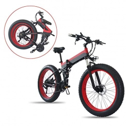 sunyu Folding Electric Mountain Bike 350w 48V10AH fold electric Snow bike 4.0 fat tires 26 inches * 17 inches Power mountain bike Full suspension Front and rear shock absorption