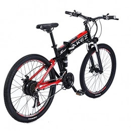 WRJY Bike 500W Folding Electric mountain Bike for Adults 48V 9AH Lithium-Ion Battery E-bike 27.5" fat tire electric bicycle with Professional 21 Speeds Red
