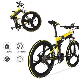A&F Folding Electric Mountain Bike A&F 26Inch Electric Bike Folding Hidden Battery Bicycle 48V with 10Ah Battery Mountain Foldable Anti-Slip Eletric Bicycle, Yellow