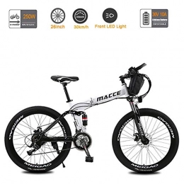 Acptxvh Bike Acptxvh 21 Speed Folding Electric Mountain Bike, Dual Disc Brakes Full Suspension Non-Slip Mountain Bike 26" Lithium-Ion Battery Bicycle, For Men Women, 10A