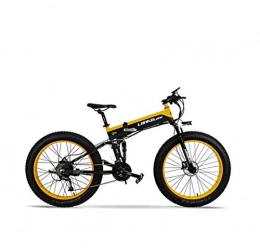 SHJR Folding Electric Mountain Bike Adult Fat Tire Electric Mountain Bike, 48V Lithium Battery Aluminum Alloy Foldable Snow Bicycle, With LCD Display 26Inch 4.0 Wheels, B