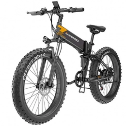 WJSW Folding Electric Mountain Bike Adult Foldable Fat Tire Electric Mountain Bike, 48V 10AH Lithium Battery, Off-Road Beach Snow Bikes, Aluminum Alloy City Electric Bicycle, 26 Inch Wheels