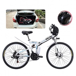 TANCEQI Folding Electric Mountain Bike Adult Folding Electric Bikes Comfort Bicycles Hybrid Recumbent / Road Bikes 26 Inch Tires Mountain Electric Bike 500W Motor 21 Speeds Shift for City Commuting Outdoor Cycling Travel Work Out, White