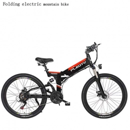 WJSW Folding Electric Mountain Bike Adult Mountain Electric Bike, 48V 10AH Lithium Battery, 480W Aluminum Alloy Electric Bikes, 21 speed Off-Road Electric Bicycle, 26 Inch Wheels