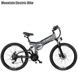 WJSW Folding Electric Mountain Bike Adult Mountain Electric Bike, 48V 12.8AH Lithium Battery, 614W Aluminum Alloy Electric Bikes, 21 speed Off-Road Electric Bicycle, 26 Inch Wheels