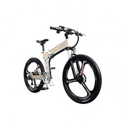 HWOEK Folding Electric Mountain Bike Adults Electric Bike, with 400W Motor 26'' Folding Mountain E-bike Hidden Removable Lithium Battery Dual Disc Brakes City Electric Bike Unisex, Gold