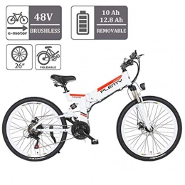 ZJGZDCP Bike Adults Folding Electric Bikes 350W City Commuter Ebike 48V 10Ah Removable Lithium Battery 26Inch Electric Bicycle With LCD Display Suitable For Mens And Teenagers ( Color : WHITE , Size : 10AH-480WH )