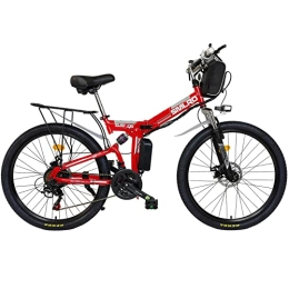 AKEZ Folding Electric Mountain Bike AKEZ Electric Folding Bikes for Adults Men Women, 26" 250W Folding Electric Mountain Bikes Bicycle, E-Bikes for Men All Terrain with 48V 10Ah Removable Lithium Battery and Shimano 21 Speed Gears (red)