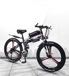 Alqn Bike Alqn Bicycle Folding Adult Electric Mountain Bike, 350W Snow Bikes, Removable 36V 8Ah Lithium-Ion Battery for, Premium Full Suspension 26 inch, Black, 21 Speed