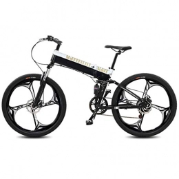 AMGJ Folding Electric Mountain Bike AMGJ Folding Electric Mountain Bike, Height Adjustabe Commuting Scooter 400W Motor with Removable 48V 14.5 AH Lithium-Ion Battery 27 Speed Gear, White