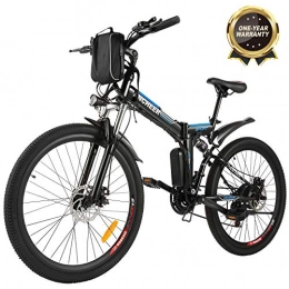 Ancheer Folding Electric Mountain Bike ANCHEER 2019 Upgraded Electric Mountain Bike, 250W / 500W 26'' Electric Bicycle with Removable 36V 8AH / 12 AH Lithium-Ion Battery for Adults, 21 Speed Shifter (Spoting_Black)