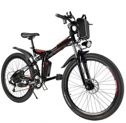 Ancheer Folding Electric Mountain Bike ANCHEER Electric Bike, 29 Inch Folding E-bike with Super Lightweight Magnesium Alloy 6 Spokes Integrated Wheel, Premium Full Suspension and Shimano 21 Speed Gear