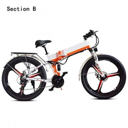 AYHa Bike AYHa Adults Mountain Electric Bike, 350W Motor 48V Removable Battery 26'' City Folding Electric Bike Dual Disc Brakes with Back Seat 21 Speed Transmission Gears, Orange, A