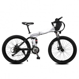 AYHa Folding Electric Mountain Bike AYHa Electric Assisted Folding Bicycle, 21 Speed 240W 26 Inches City Electric Bike for Adults with Removable Battery Commute Ebike Dual Disc Brakes Unisex, White, A 10AH