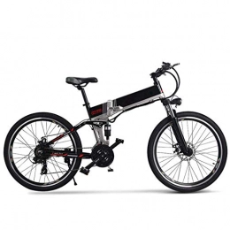 AYHa Bike AYHa Folding Electric Mountain Bike, 26'' with 350W Motor Commute Traveling Adult Electric Bicycle 48V Removable Battery Optional Dual Battery Style up to 180Km Battery Life, Black, B