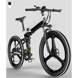 AYHa Folding Electric Mountain Bike AYHa Folding Mountain Electric Bike, 400W Motor 26 Inches Adults City Travel Ebike 7 Speed Dual Disc Brakes with Rear Seat 48V Removable Battery, White