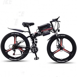 baozge Folding Electric Mountain Bike baozge Electric Bike 26 Mountain Bike for Adult All Terrain 21-speed Bicycles 36V 30KM Pure Battery Mileage Detachable Lithium Ion Battery Smart Mountain Ebike for Adult-black red A2_13AH / 75km