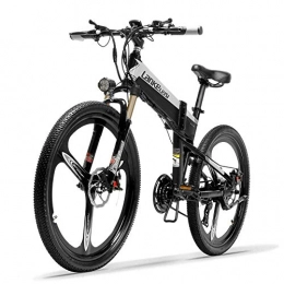 XHCP Folding Electric Mountain Bike bicycle Mountain bike XT600 26'' Folding Ebike 400W 48V 14.5Ah Removable Battery 21 Speed Mountain Bike 5 Level Pedal Assist Lockable Suspension Fork