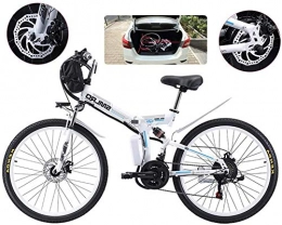 min min Bike Bike, E-Bike Folding Electric Mountain Bike, 500W Snow Bikes, 21 Speed 3 Mode LCD Display for Adult Full Suspension 26" Wheels Electric Bicycle for City Commuting Outdoor Cycling ( Color : White )