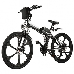 BIKFUN Bike BIKFUN Electric Bike Mountain Bike, 20 / 26 inch Folding e-bike with 36V 8Ah Lithium Battery, 250W Brushless Gear Motor, 21-speed Shifter, Double Suspension(26" Black)